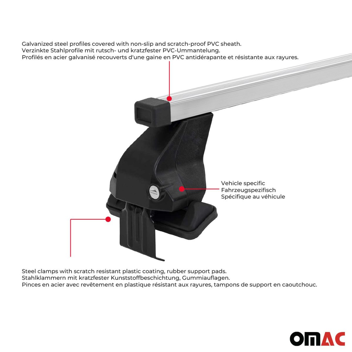 Mercedes GLC X253 Roof Rack Cross Bars - Omac - Omega G - Gray - '15-'20